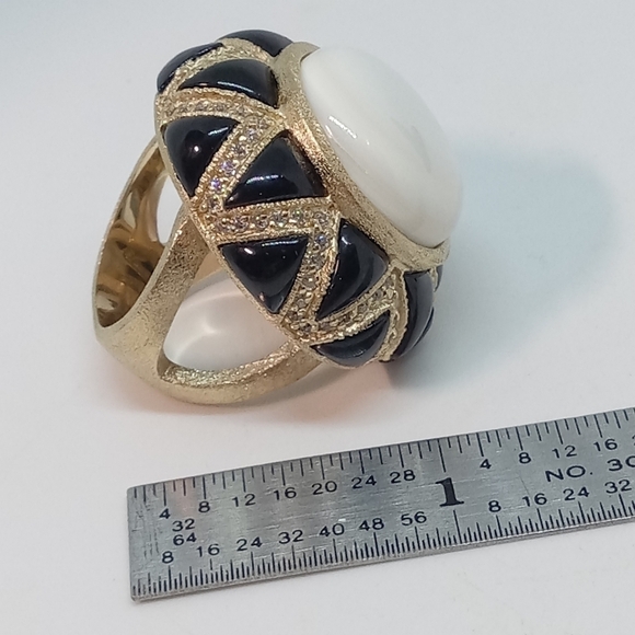 * Rivka Friedman QVC 18K Gold Clad gemstone & enamel dome ring sz 6 - Picture 3 of 7